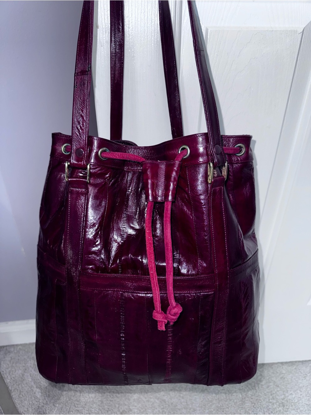 Genuine EEL Bucket Bag Mint Vintage Cranberry MAKE OFFER